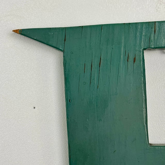 Wood Set of 4 Large Vintage Teal Double Sided Painted Wood Letters: S, T, O, P For Sale - Image 7 of 9
