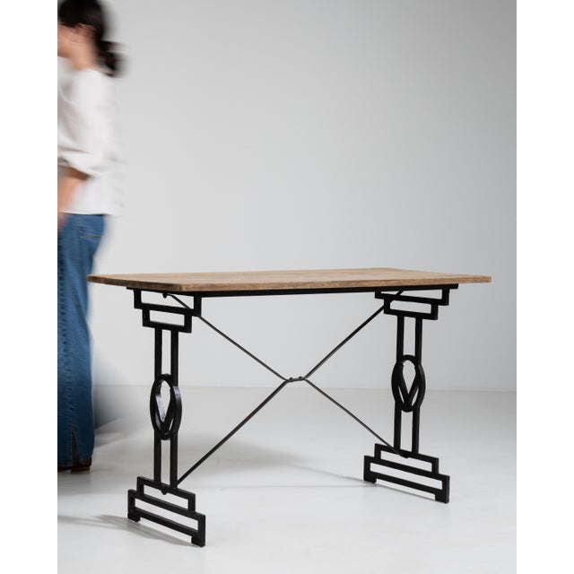 Cast Iron Bistro Table with Oak Top, Antique, France, 20th Century For Sale - Image 18 of 18