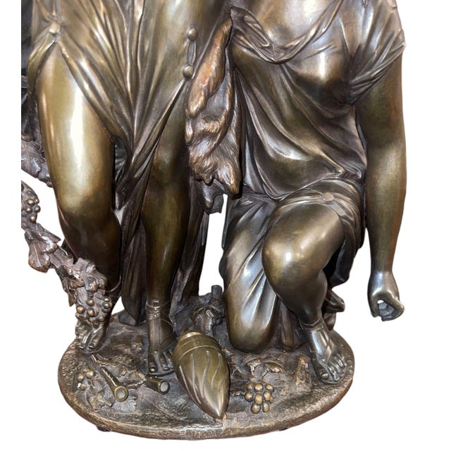 19th Century French Bronze Bacchantes Group After Clodion. Numbered 4123 For Sale - Image 4 of 10