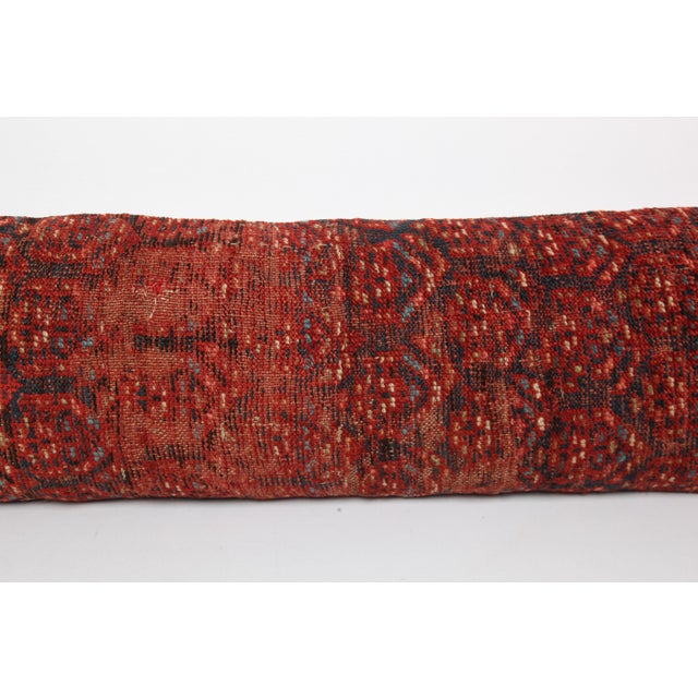 Red Antique Organic Handmade Rug Pillow Cover -14'' X 47'' For Sale - Image 8 of 10