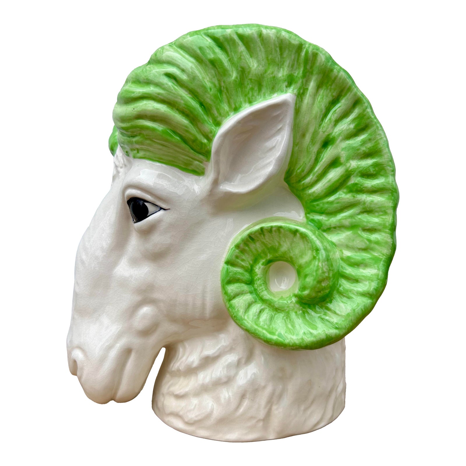 Mid 20th Century Ceramic Ram’s Head Planter | Chairish