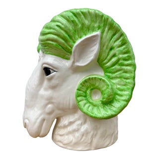 Mid 20th Century Ceramic Ram’s Head Planter For Sale