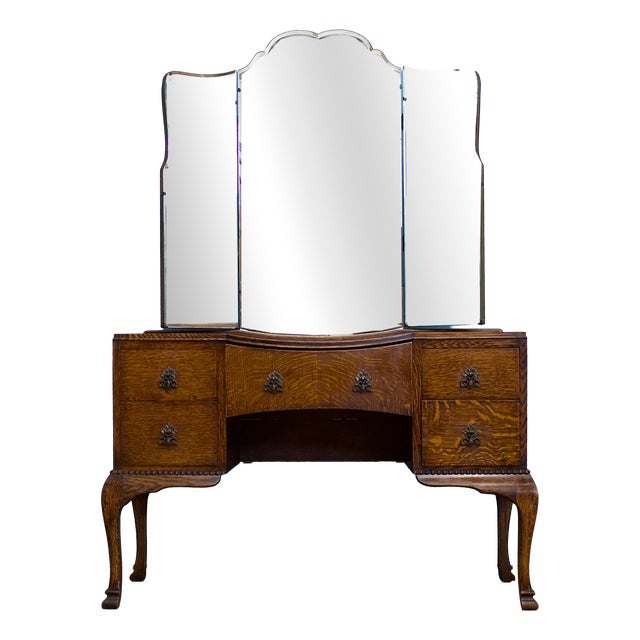 Art Deco Dressing Table in Oak, 1930s For Sale