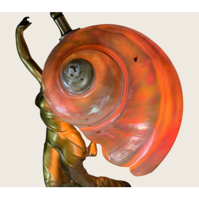 Art Nouveau Lady Nautilus Shell Lamp Circa 1900 For Sale - Image 9 of 12