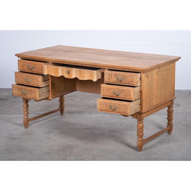 1960s Freestanding Oak Desk attributed to Henning Kjærnulf, Denmark, 1960s For Sale - Image 5 of 16