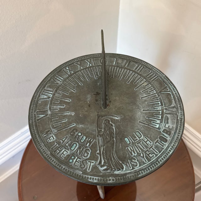 Mid-Century Modern Vintage Mid-Century Modern Solid Bronze Garden Sundial on Root Base For Sale - Image 3 of 12