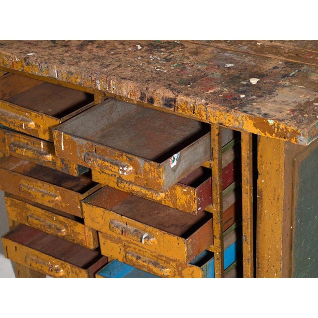 Industrial Chest of Drawers in Pine and Iron, Central Europe, 1950 For Sale - Image 4 of 13