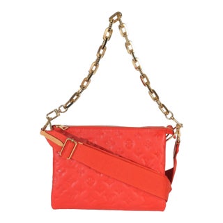 Red Monogram Embossed Lambskin Coussin PM For Sale