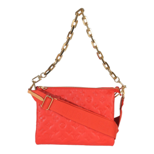 Red Monogram Embossed Lambskin Coussin PM
