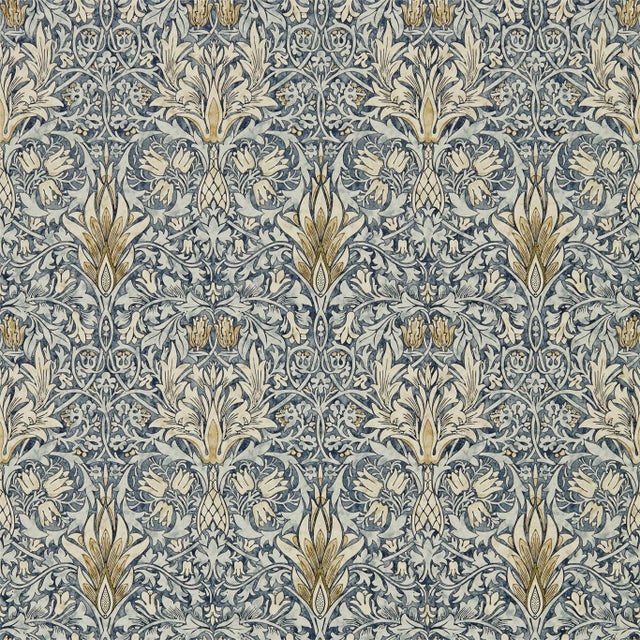 Morris & Co Snakeshead Wallpaper in Indigo/Cumin - a Sample For Sale