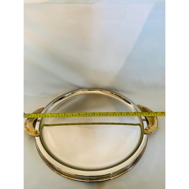 Mid 20th Century Ravarini Castoldi Vintage Silverplate & Horn Handle Tray For Sale - Image 11 of 13