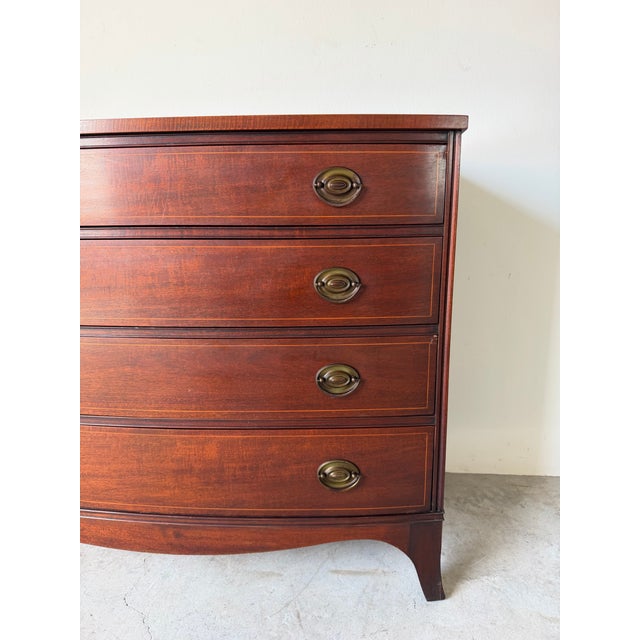 1970s 1970’s Vintage Drexel Georgian-Style Mahogany Bow Front Chest of Drawers For Sale - Image 5 of 12