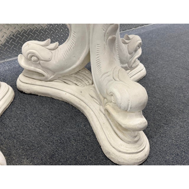 Late 20th Century Vintage Neoclassical Pedestal Bases With Dolphin Motif, Pair For Sale - Image 5 of 12