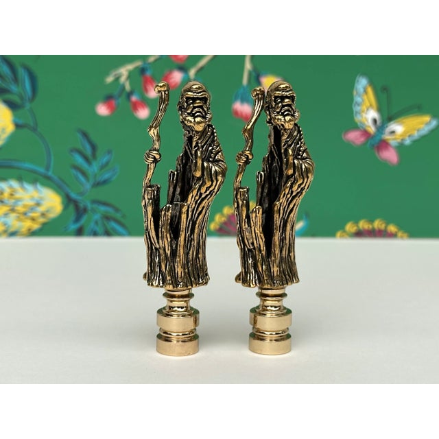2020s Chinese Immortals Lamp Finials - A Pair For Sale - Image 5 of 5