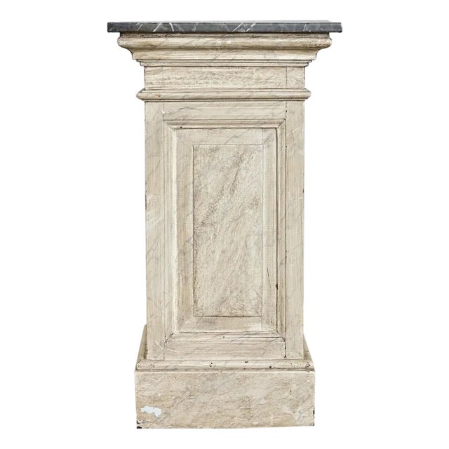 French 19th Century Faux Marble Painted Pedestal For Sale