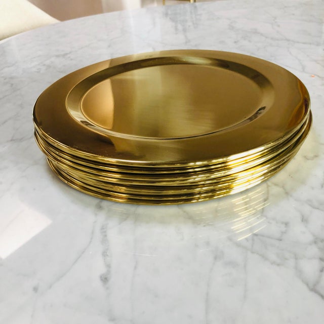 1970s Solid Brass Charger Plates Set of 12 Chairish