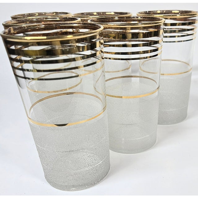 Mid 20th Century Hollywood Regency Gold and Frost Tumblers- Set of Six For Sale - Image 5 of 16