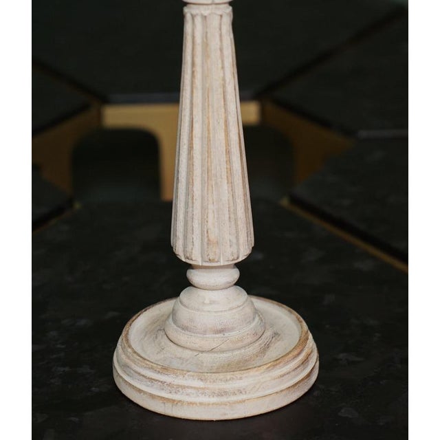 2000 - 2009 Neoclassical Carved Fluted Limed Oak Candlesticks, Set of 2 For Sale - Image 5 of 12