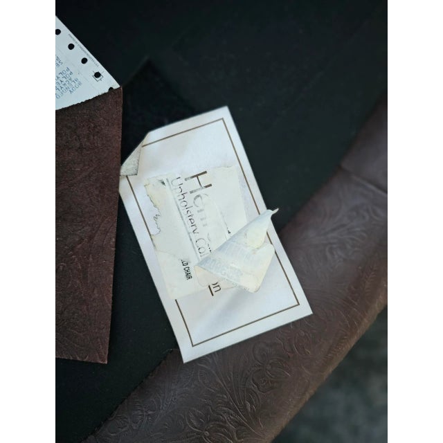 Wood Late 20th Century Henredon Furniture Embossed Leather Lagerfeld Club Chair For Sale - Image 7 of 8