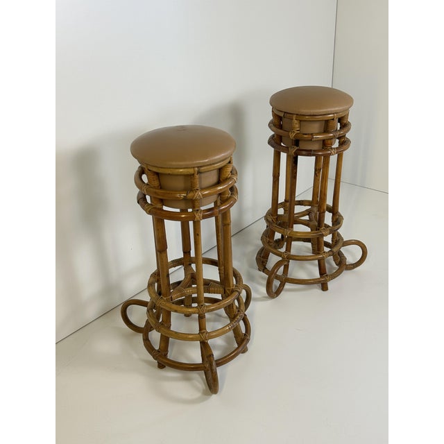 Bamboo Stools from Isa Bergamo, 1960s, Set of 2 For Sale - Image 3 of 11