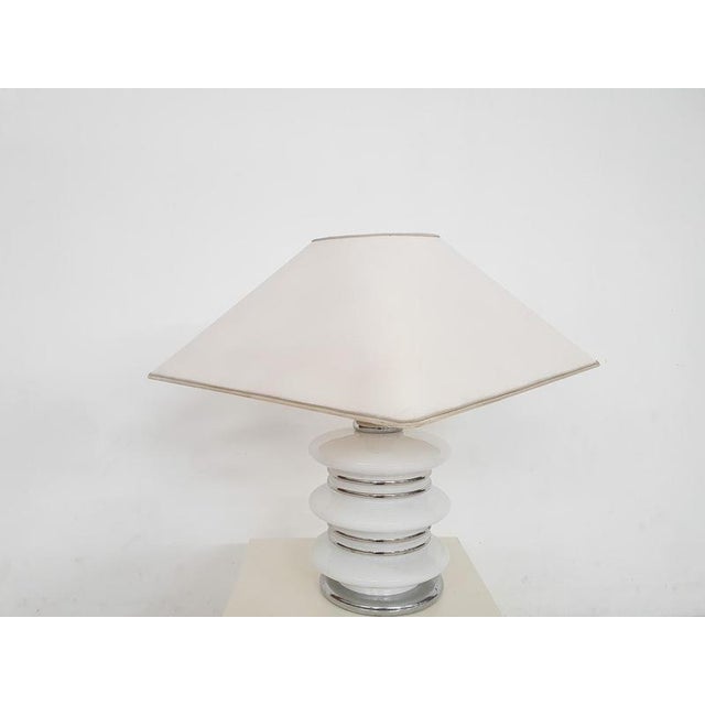White Chrome and Opal Table Light from Leclaire and Schafer, Germany, 1970s For Sale - Image 4 of 4