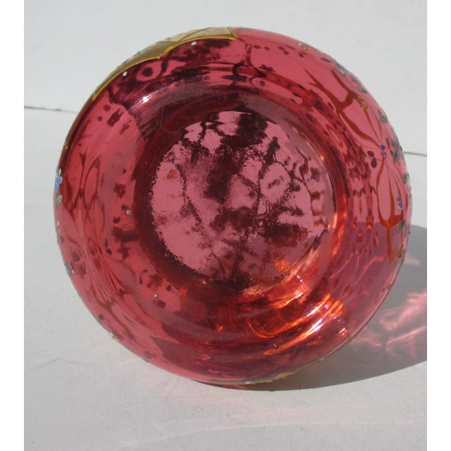 Glass Antique Moser Cranberry Glass Powder /Trinket Box For Sale - Image 7 of 8
