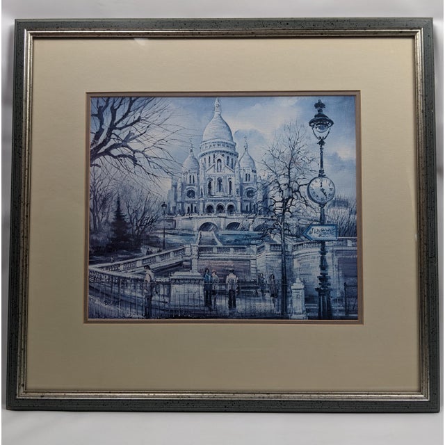 Late 20th Century Jean-Pierre Brunet Sacré-Cœur Montmartre Blue Monochrome Framed Paris Print For Sale - Image 10 of 13