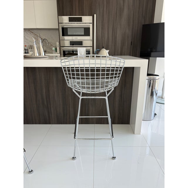 Harry Bertoia Bar Stools for Knoll | Polished Chrome | Set of 2 For Sale - Image 14 of 15