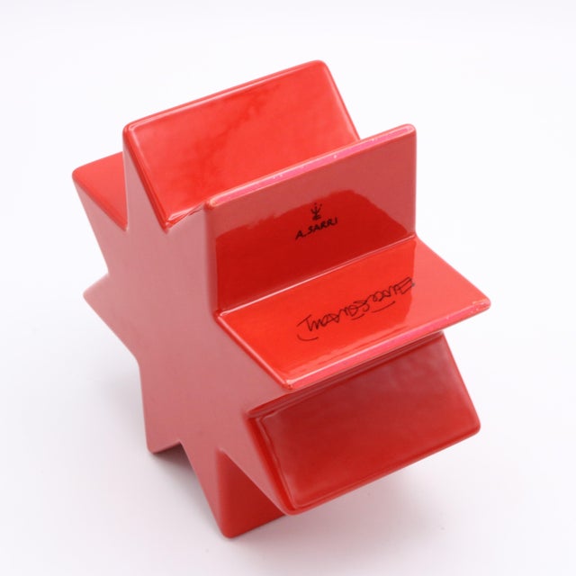 Modern 1970s "Hsing" Vase Designed by Ettore Sottsass Red For Sale - Image 3 of 4