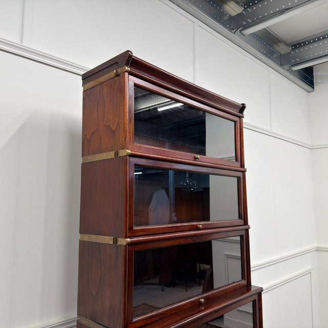 English Bookcase in Brass, Glass, and Ash in the style of Globe-Wernicke For Sale - Image 6 of 13