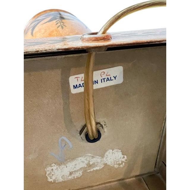 Vintage Made in Italy Urn Style Lamp, Footed Base Lions Head Knockers, Linen Shade For Sale - Image 4 of 10