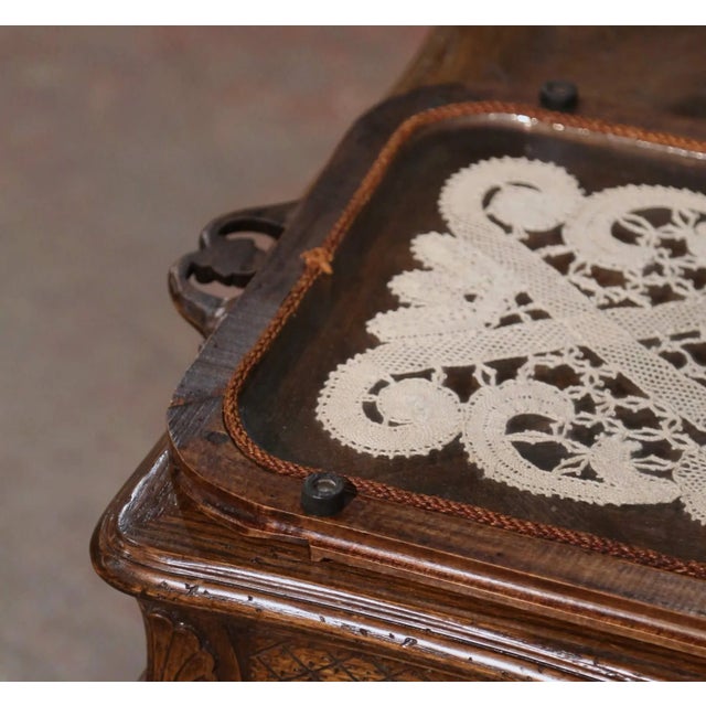 Early 20th Century French Art Populaire Walnut and Glass Serving Tray For Sale - Image 11 of 12