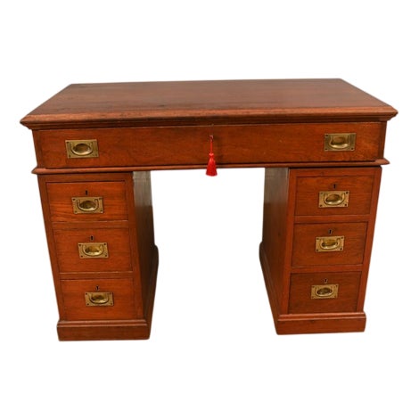 Military Campaign Pedestal Desk in Mahogany, 1880 For Sale