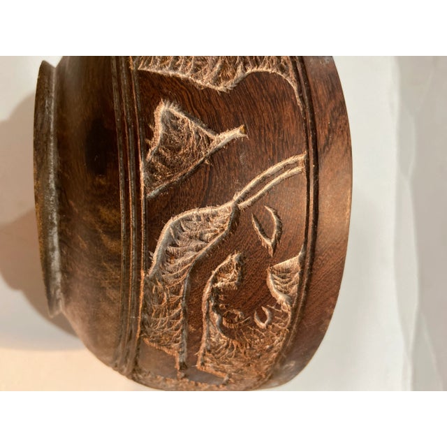 Antique Hand Carved Tribal Relief Bowl From India For Sale - Image 9 of 13