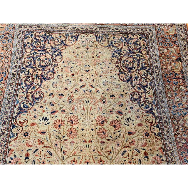 19th Century Persian Kashan, Hand-Knotted Wool, Tree of Life Pattern, Ivory & Brick Red, 5x9 For Sale - Image 13 of 14