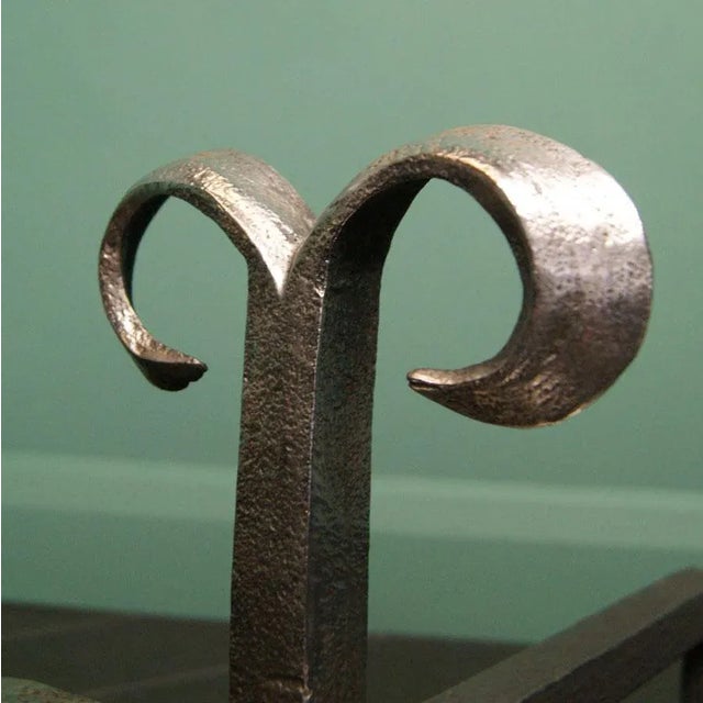 Wrought Split-Scrolled Fireplace Fire Dogs, 1900, Set of 2 For Sale - Image 3 of 5