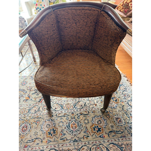 Pair of vintage 1971 Monteverdi-Young side chairs on casters. The fabric is in excellent condition, however, the foam...
