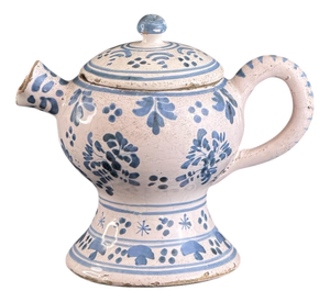French Faience Blue and White Posset Pot, 1700s