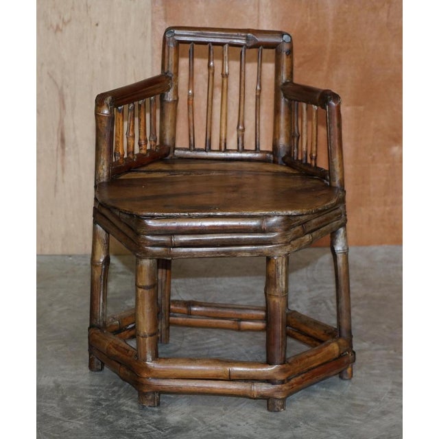 Set of Chinese Bamboo Primitive Occasional Chairs, 1800s For Sale - Image 3 of 18