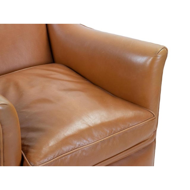 Vintage Italian Light Brown Leather Armchair, Mid-20th Century For Sale - Image 5 of 8