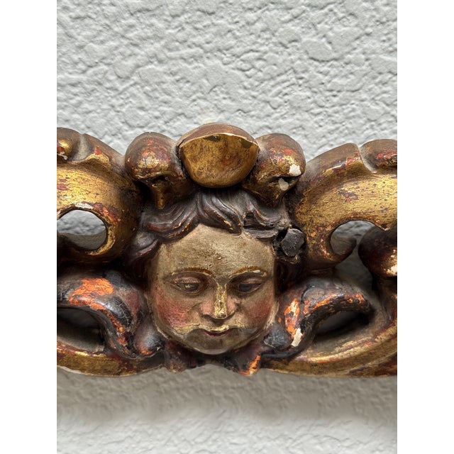 Late 19th Century Antique Italian Giltwood Cherub Architectural Fragment – Baroque Wall Ornament For Sale - Image 5 of 6
