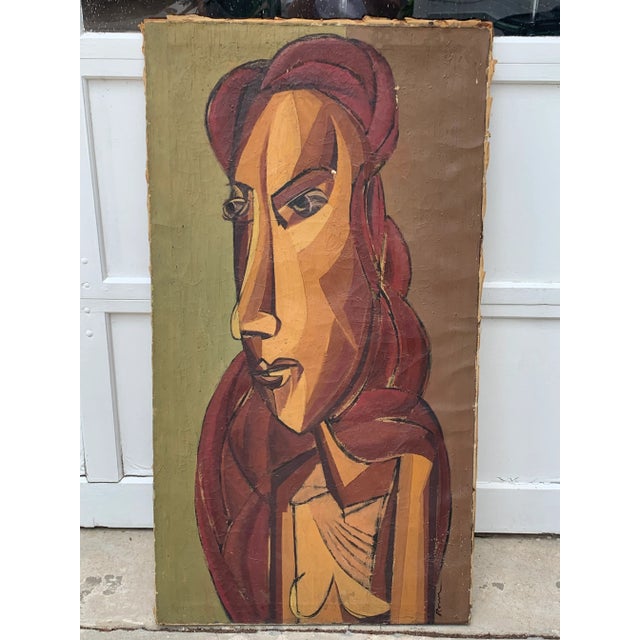 Fabulous large vintage cubist painting by Ronald Rowe. Ronald Rowe 1920-2007. He lived in both NY and TX. He was an...