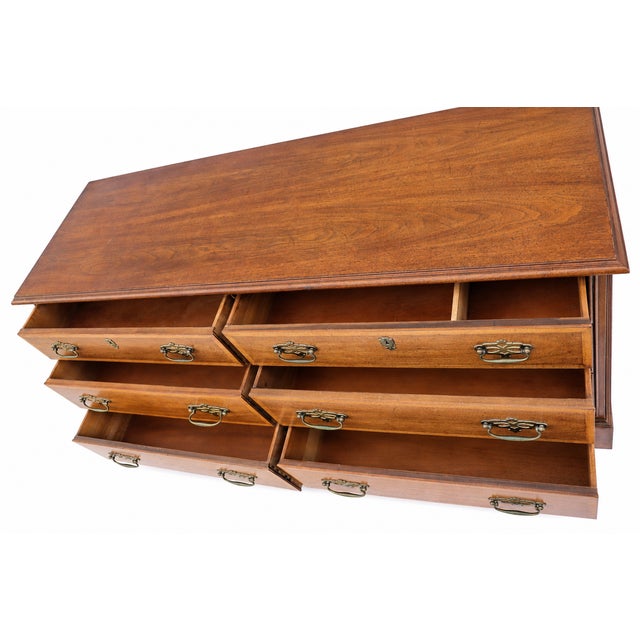 Brown 1970's Vintage Henredon Georgian-Style Mahogany Six-Drawer Dresser For Sale - Image 8 of 13