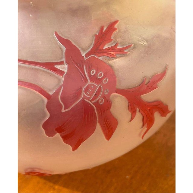Red Crystal Vase with Poppies from Cristallerie de Pantin For Sale - Image 8 of 13