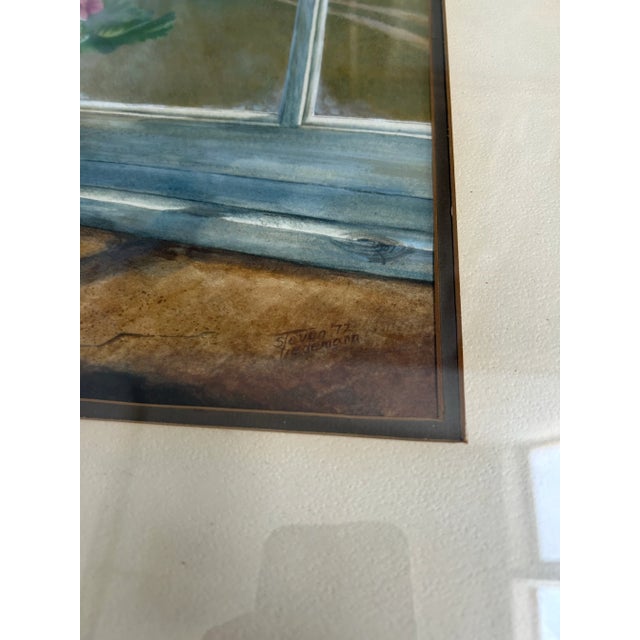1970’s Original Room With a View Still Life Watercolor Painting For Sale - Image 4 of 5