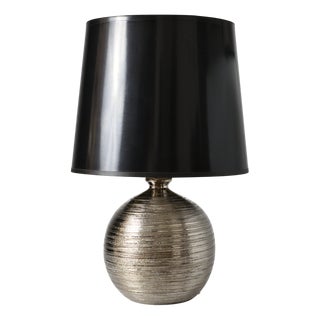 Ball-Shaped Silver Ceramic Table Lamp by Aldo Londi for Bitossi, 1970s For Sale