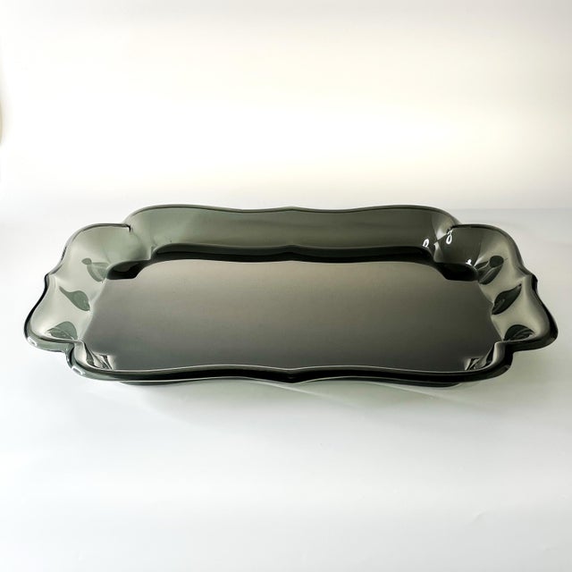 Svenskt Tenn 1970s Spisani for Svenskt Tenn Barockbrickan Gray Acrylic Tray For Sale - Image 4 of 8