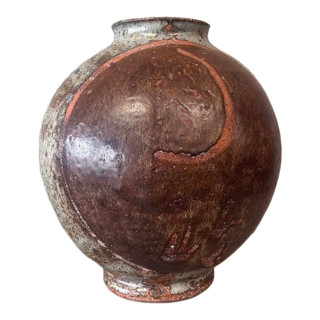 Vintage Tsubo Style Glazed Ceramic Object For Sale