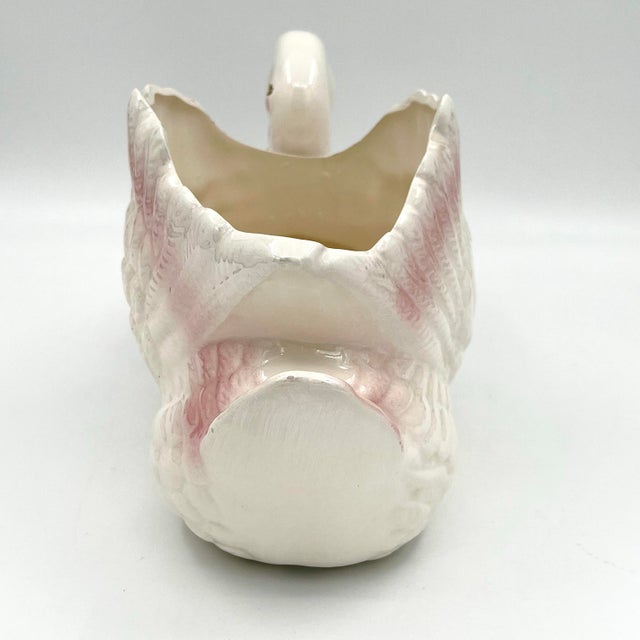 Vintage Pink and Gold Lusterware Ceramic Large Swan Planter Centerpiece For Sale In New York - Image 6 of 11