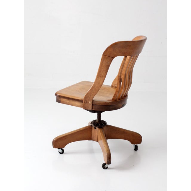 Wood Antique Spritzer's Wood Swivel Desk Chair For Sale - Image 7 of 17